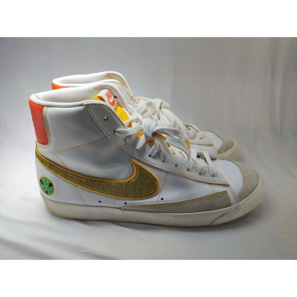 Nike Blazer Mid 77 Rayguns White Gold Sequin Swoosh Mens Size 11.5